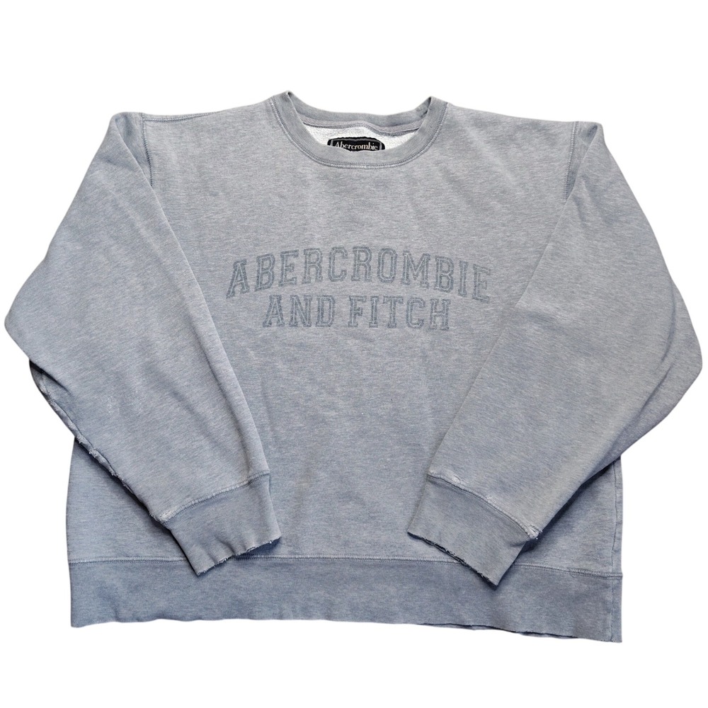 Vintage 90s Abercrombie & Fitch Sweatshirt Mens XL Gray Distressed Boxy Logo
